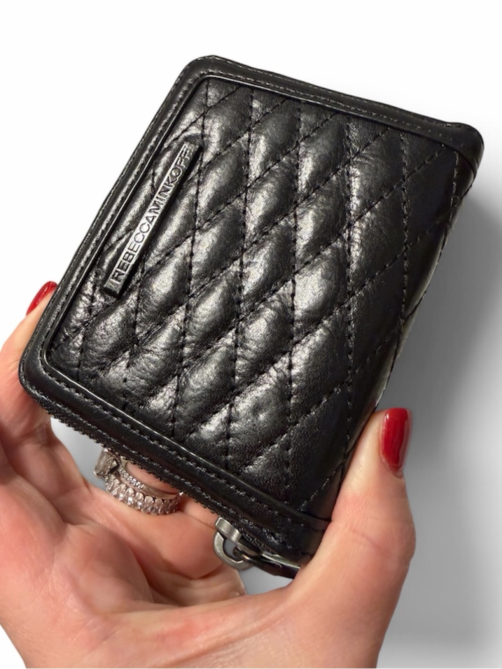 Rebecca Minkoff Black Quilted Leather Zip Wallet